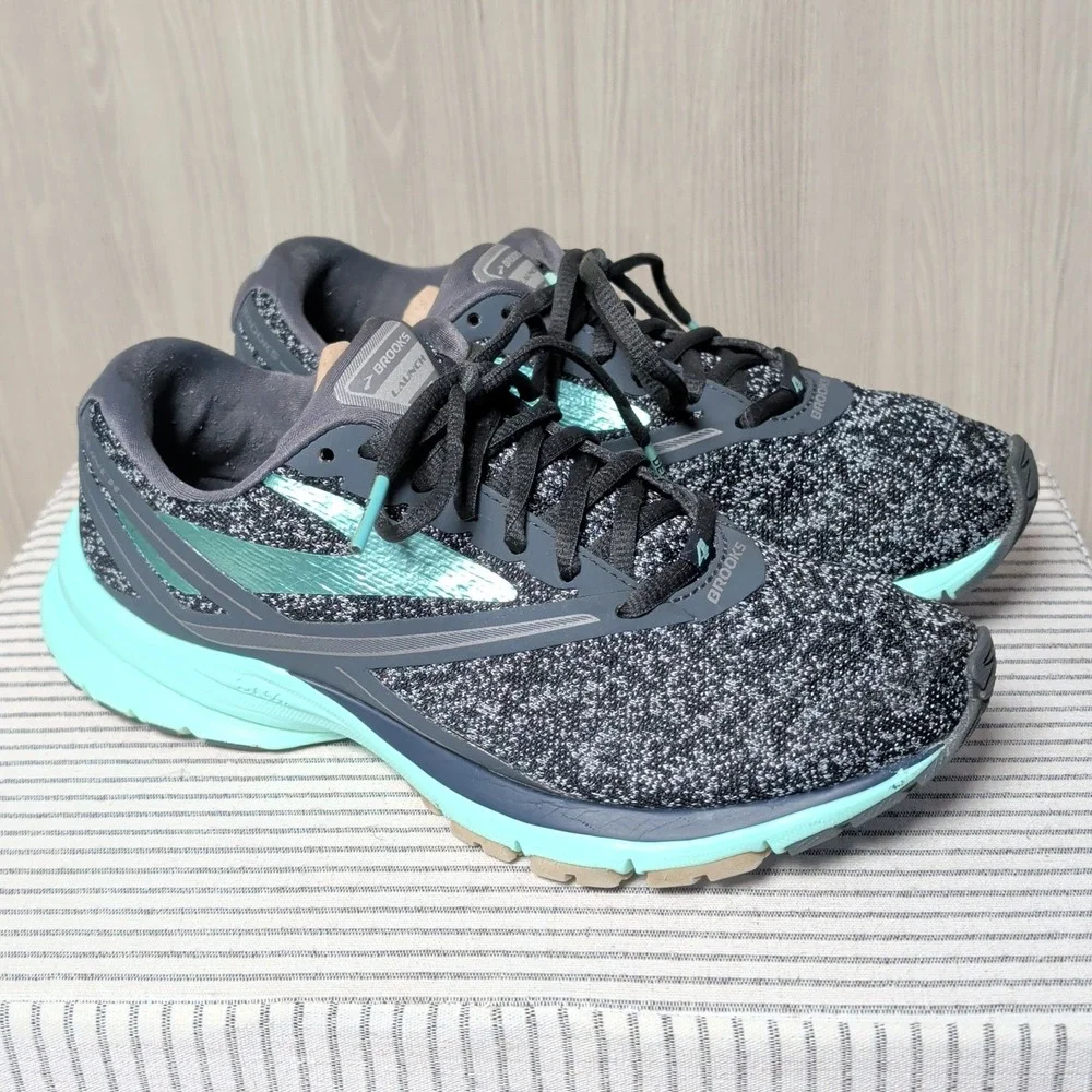 Brooks Launch‎ 4 Running Shoes Womens 7.5 Marbled Gray Aqua Neutral Sneakers